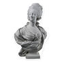 A shaped postcard featuring a photographic reproduction of a sclptural bust of Marie Antoinette 
